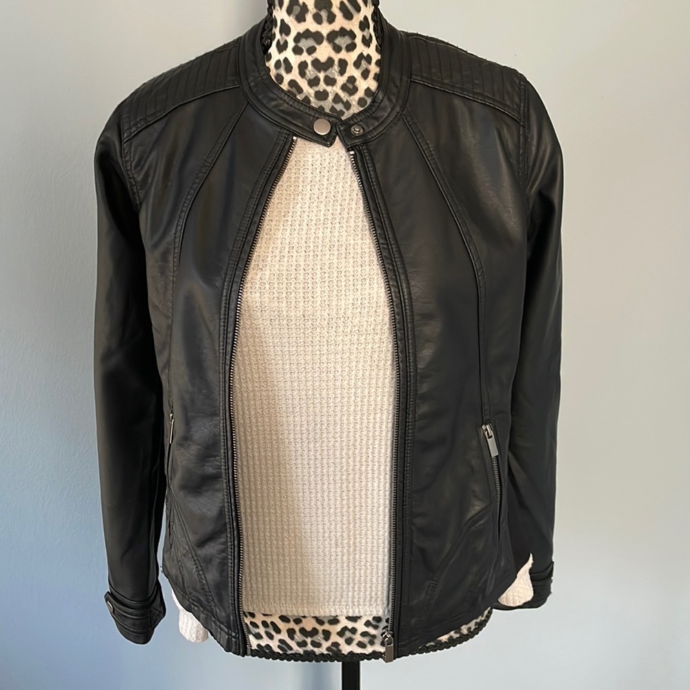 Small black faux leather jacket